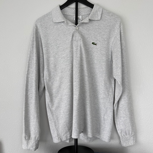 Lacoste Mens Classic Long Sleeve Polo Shirt Silver Size M Size 4 - Picture 6 of 13